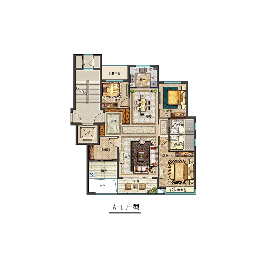 A-1户型 建筑面积：124㎡