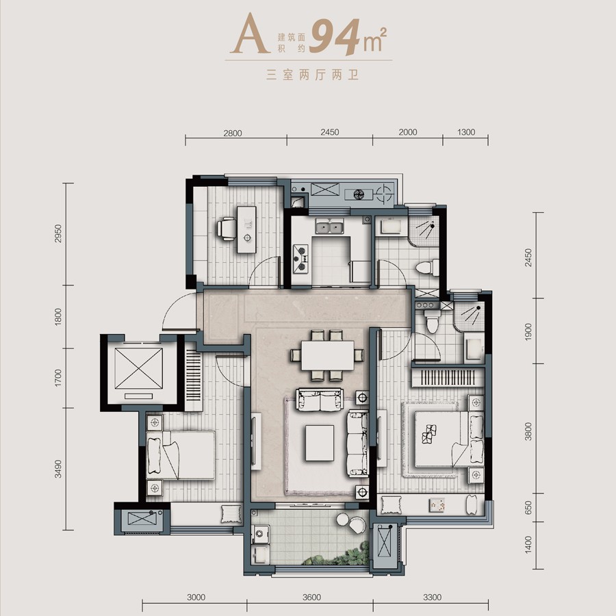 A户型 建筑面积：94㎡