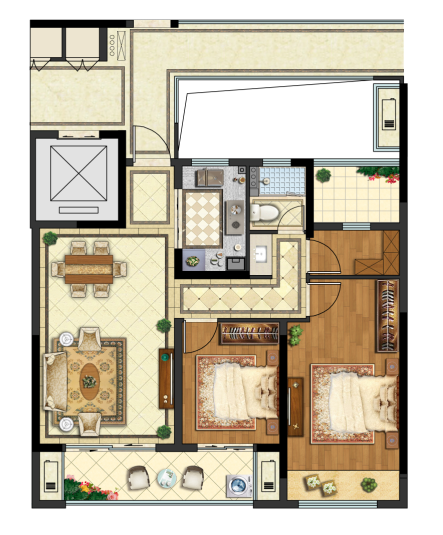  L户型 建筑面积：