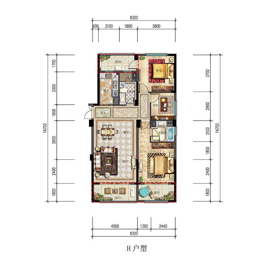 H户型  建筑面积