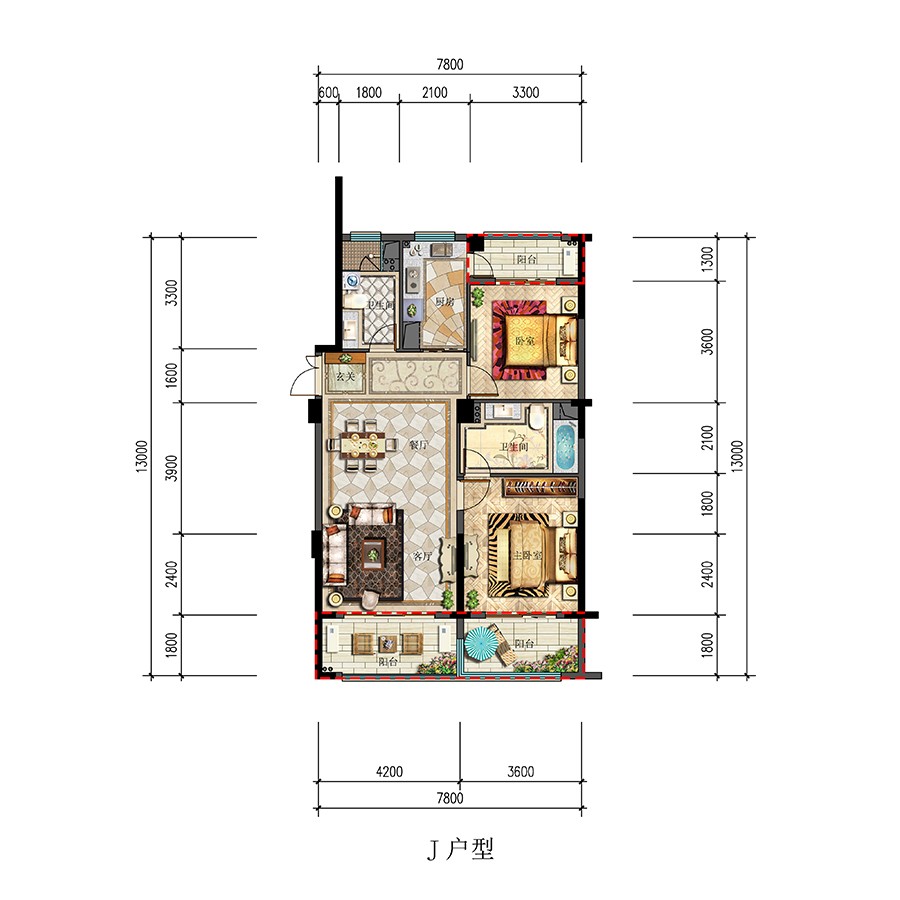 J户型 建筑面积：
