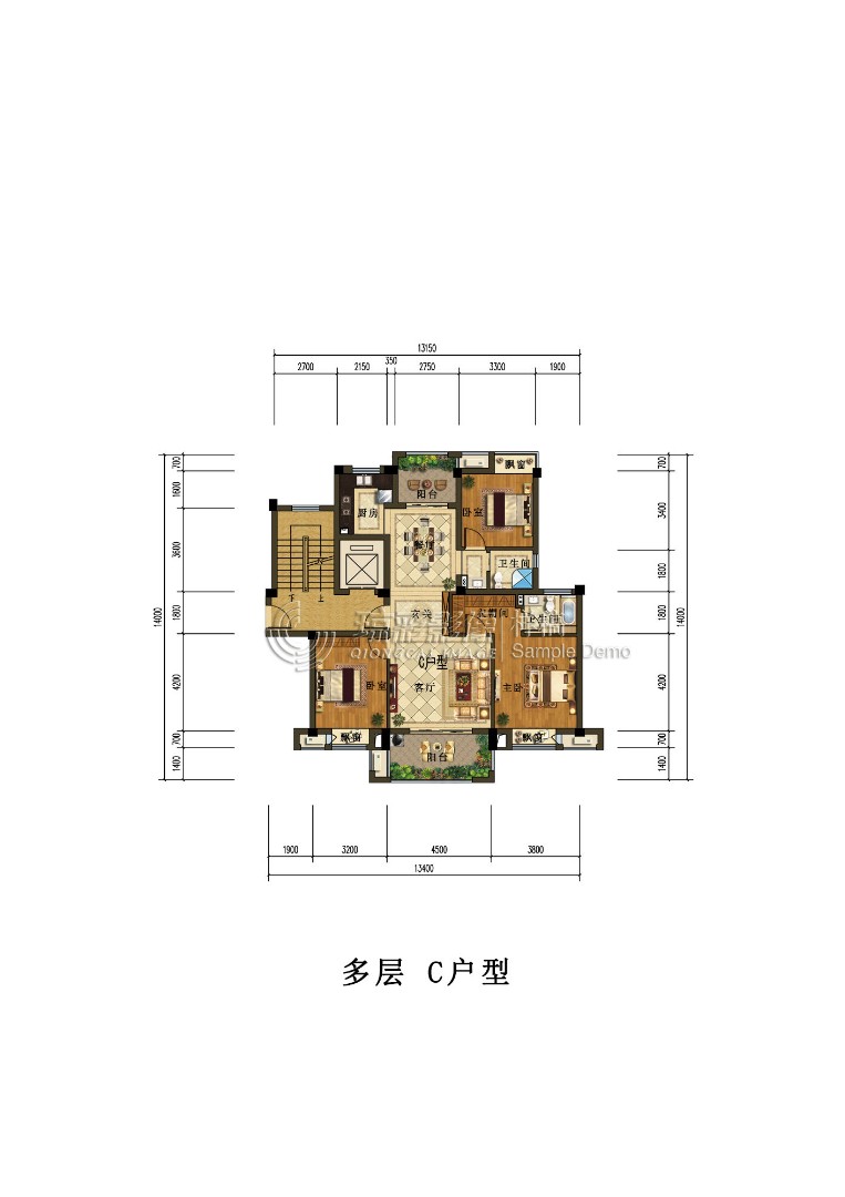 C户型 建筑面积：