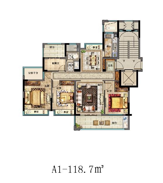 A1户型  建筑面积：118㎡