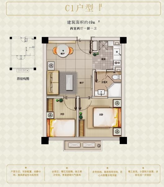 C1户型 建筑面积：49㎡