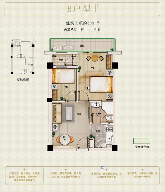 B户型 建筑面积：58㎡