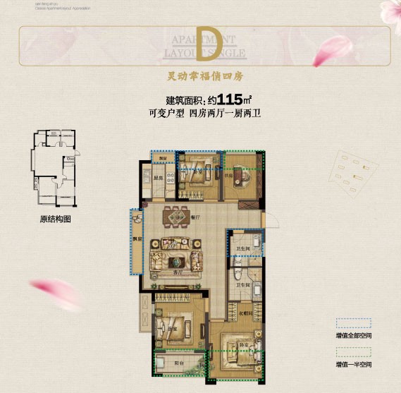 D户型 建筑面积：115㎡