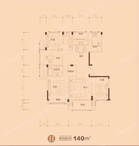 H户型 建筑面积：140㎡