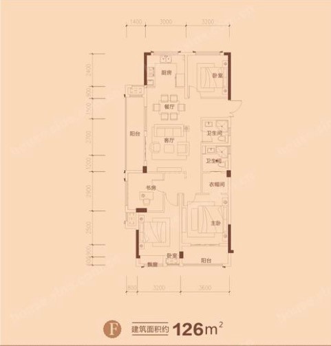 F户型 建筑面积：126㎡