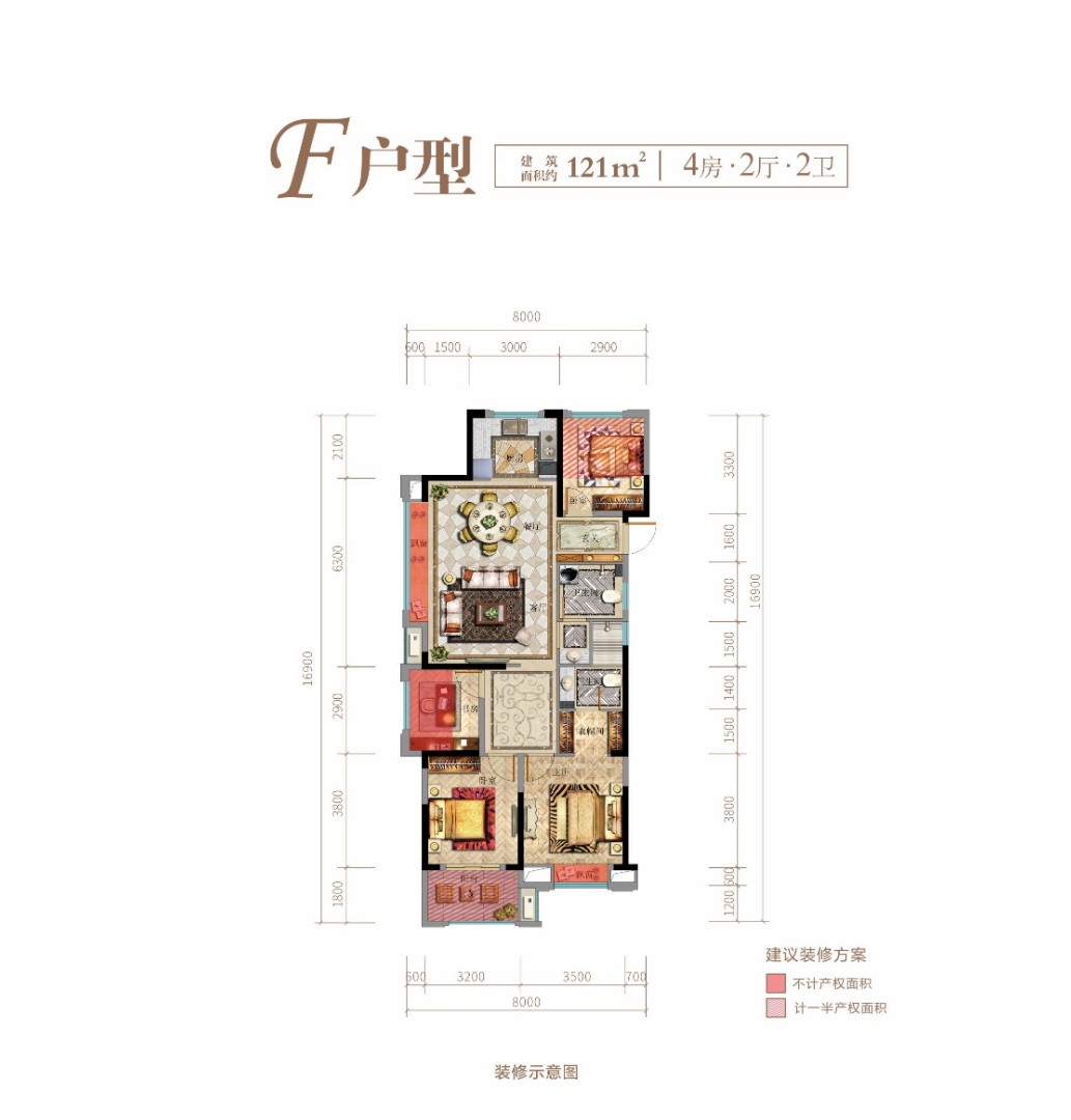 F户型 建筑面积：121㎡
