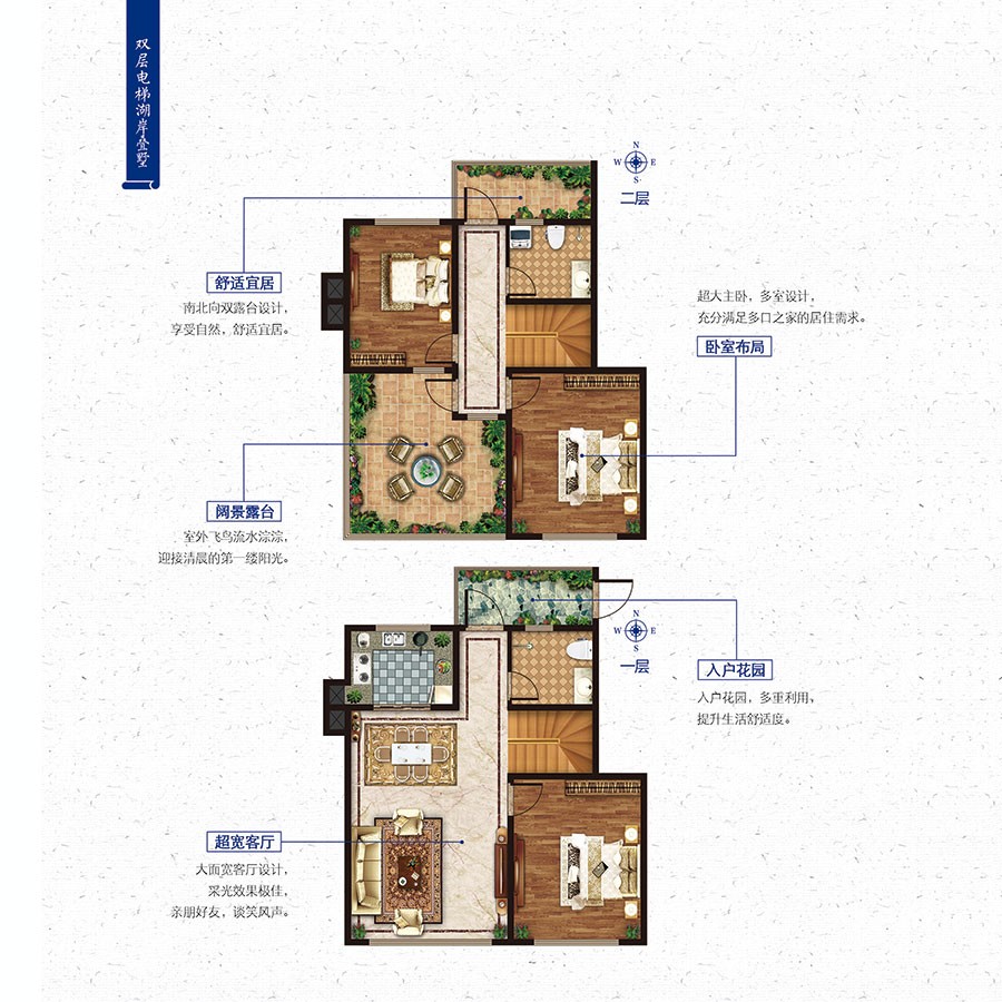 叠拼I户型 建筑面积：约142㎡ 三室两厅两卫