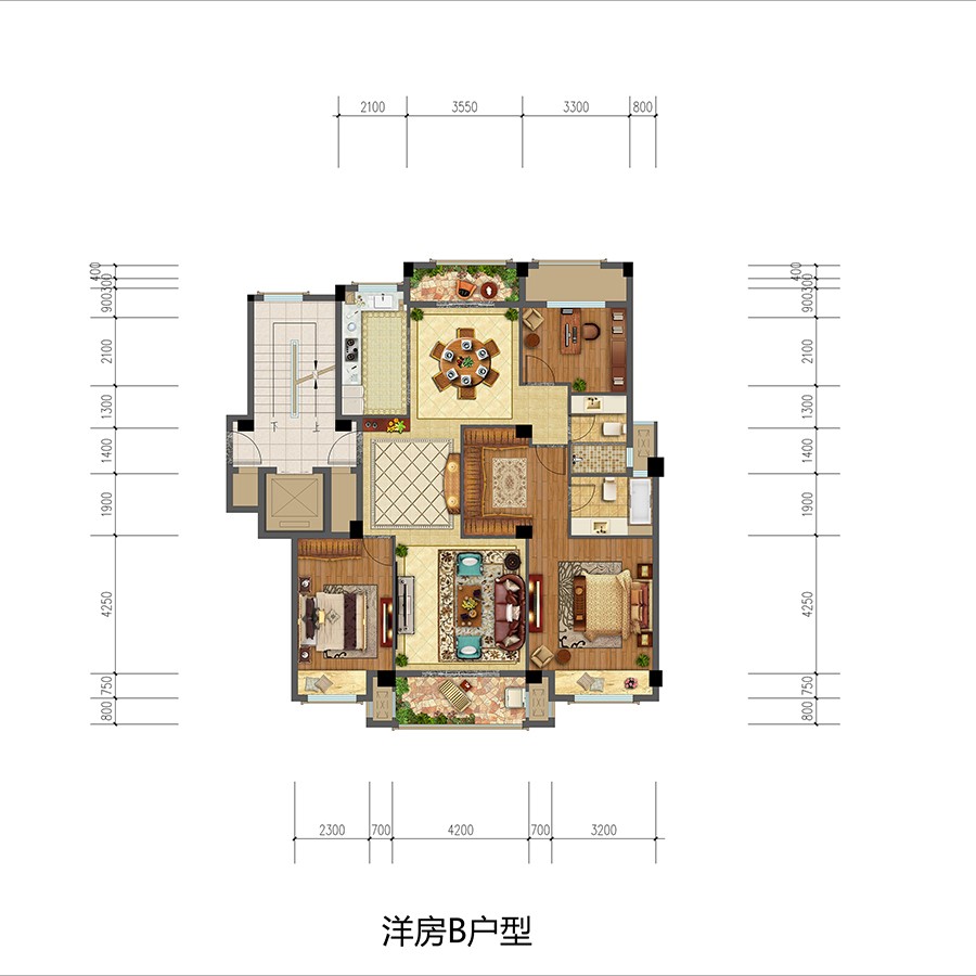 洋房C户型 建筑面积：