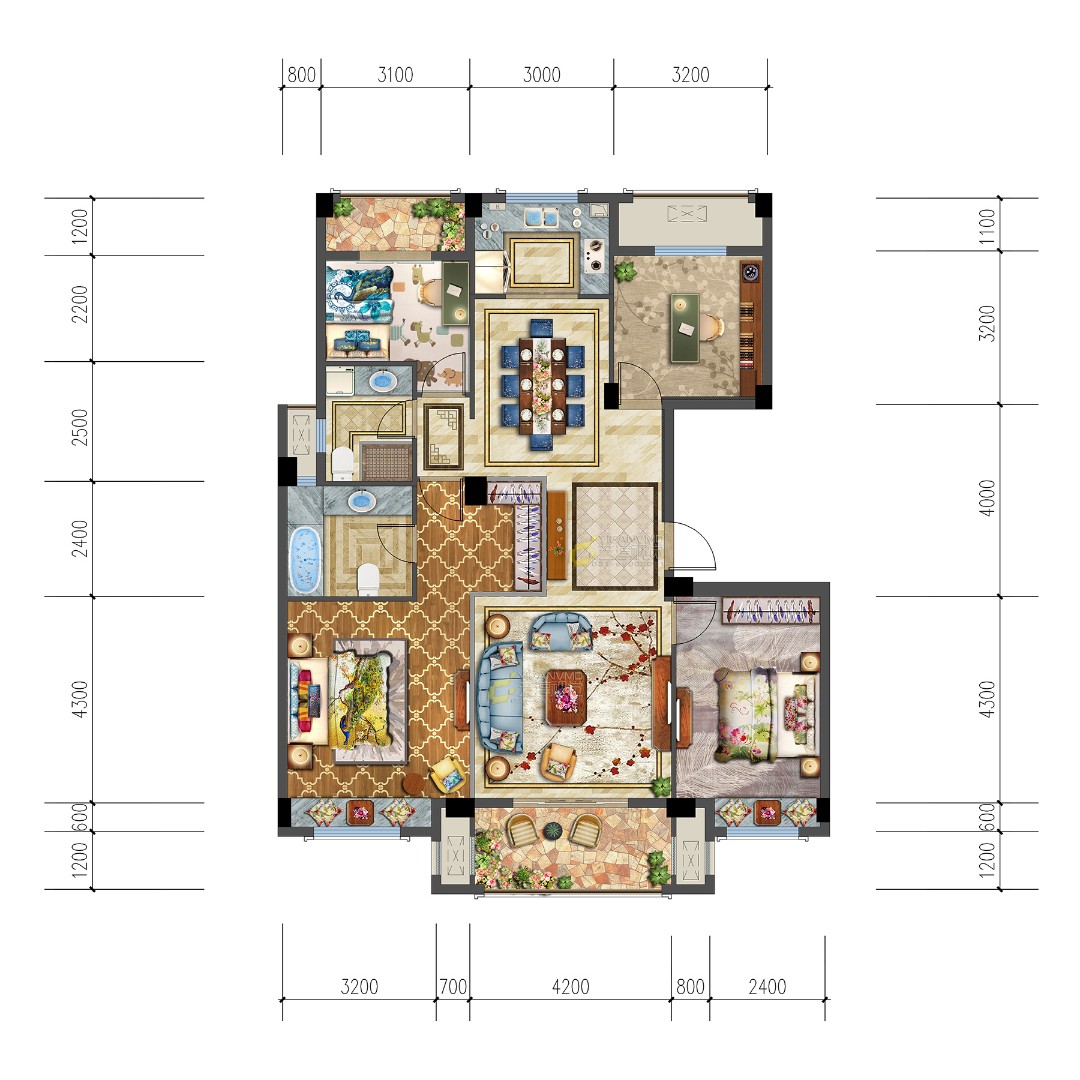 洋房C户型 建筑面积：137㎡