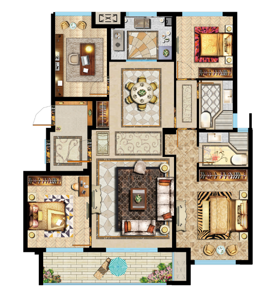 户型1 建筑面积：125㎡