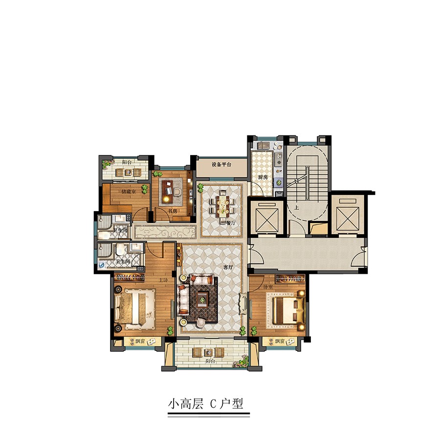 小高层C户型 建筑面积：