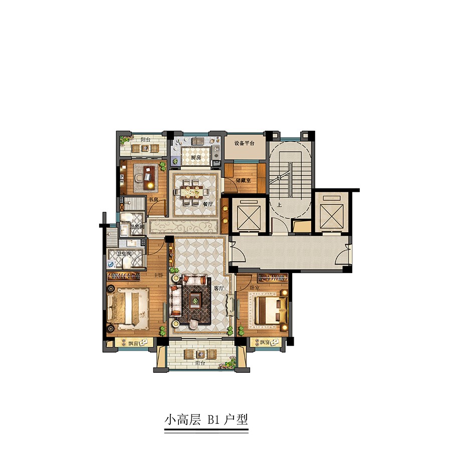 小高层B1户型 建筑面积：
