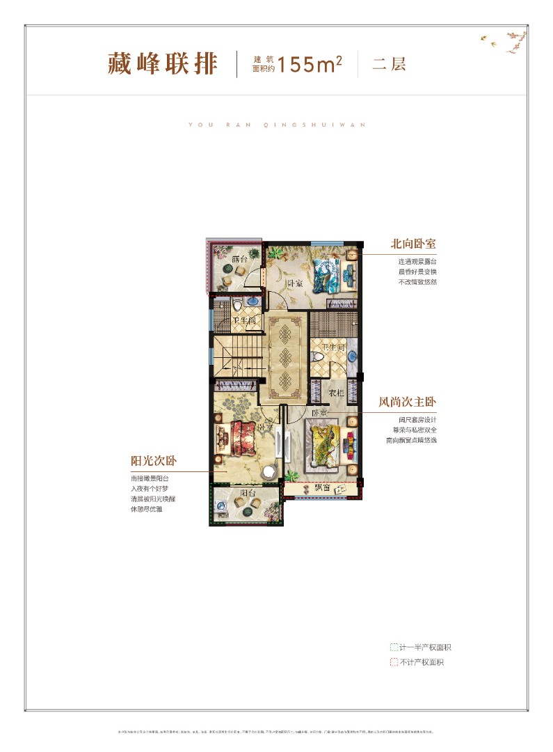 155㎡ 联排 二层 建筑面积：155
